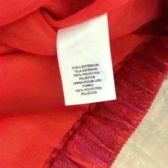 Ann Taylor Red Orange Pink Silky Straight Skirt Moroccan Print size 2 - Picture 5 of 10